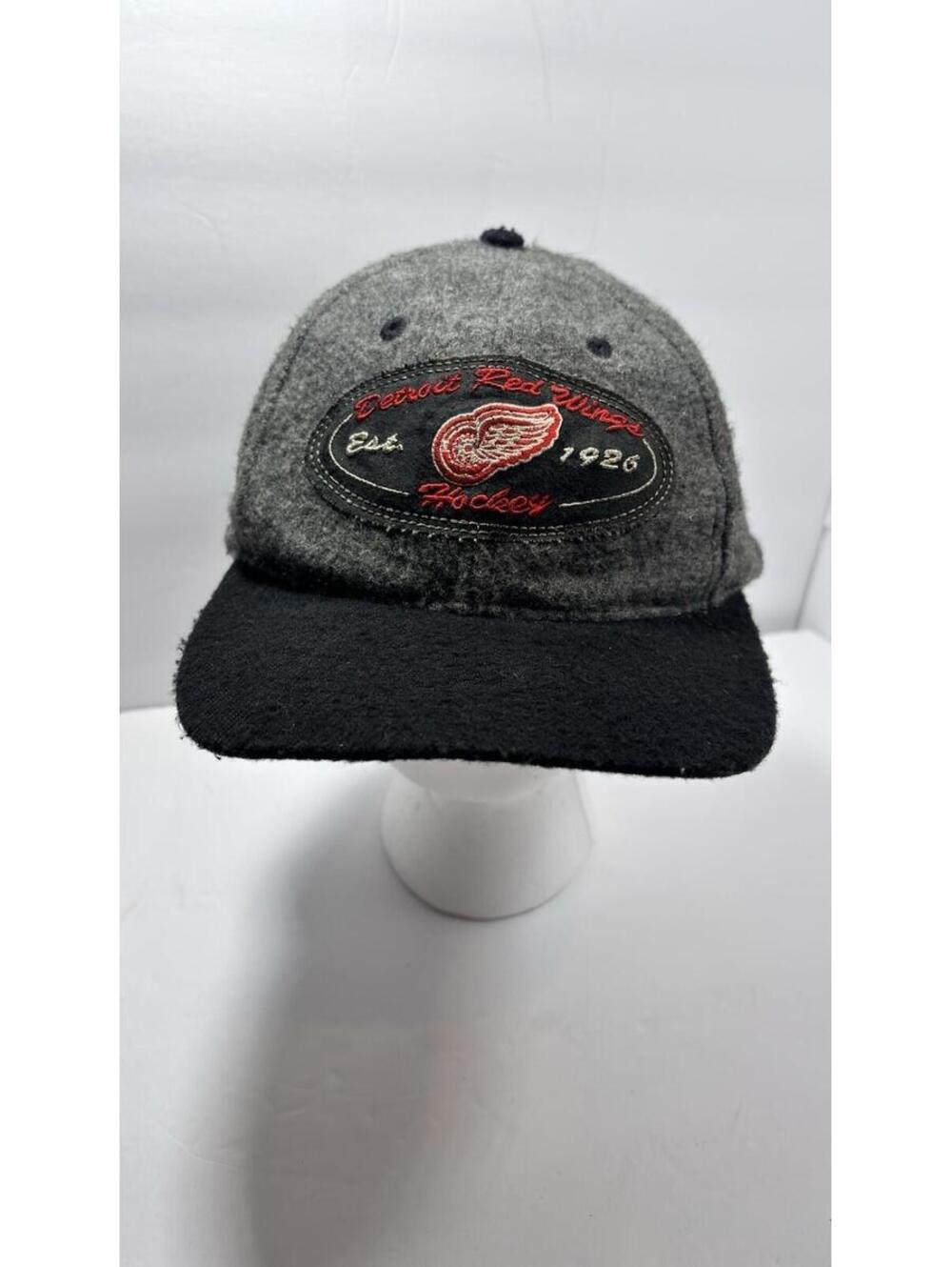 Vintage Detroit Red Wings Wool Strapback Hat Sport Specialties NHL Gray